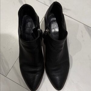 Frye Black Leather Ankle Booties